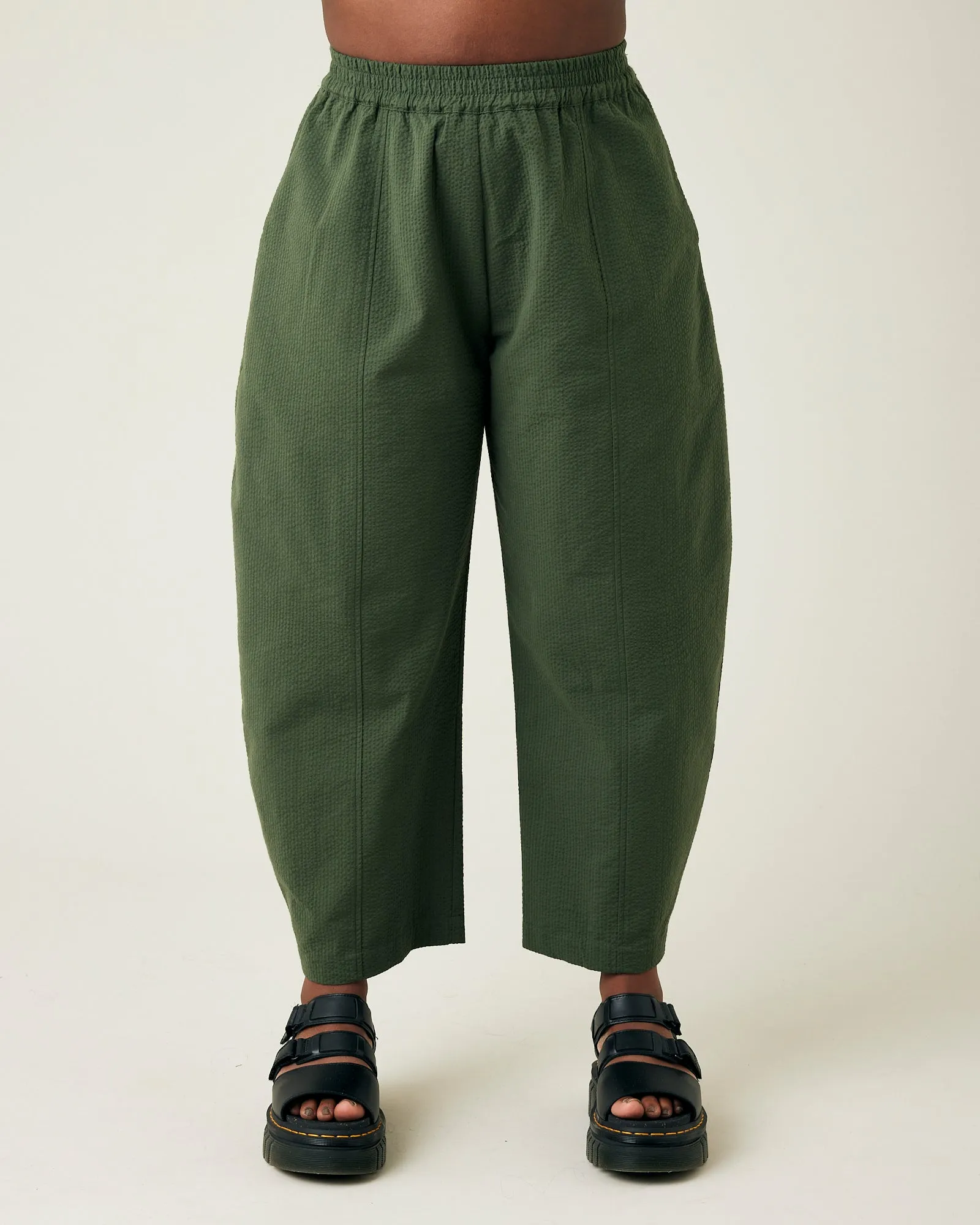 Mabel Khaki Seersucker Trousers