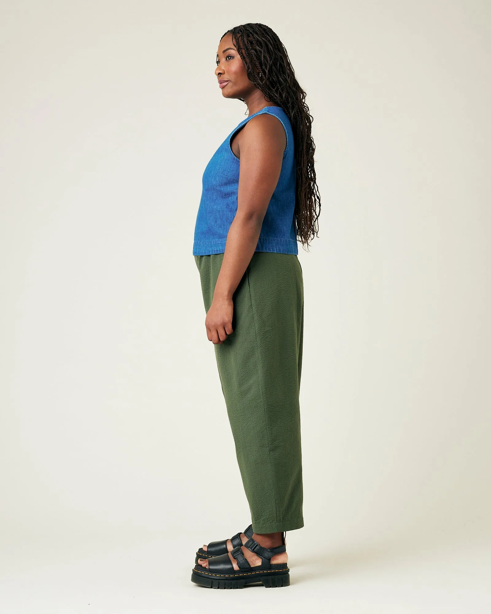 Mabel Khaki Seersucker Trousers