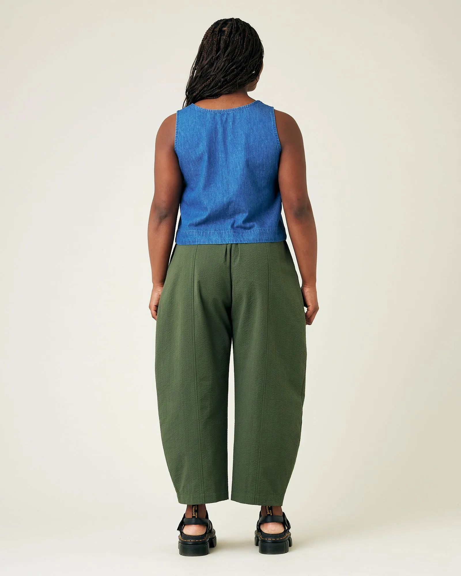 Mabel Khaki Seersucker Trousers