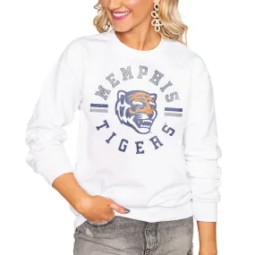 Memphis Tigers Women's White Vintage Days Perfect Pullover Sweatshirt