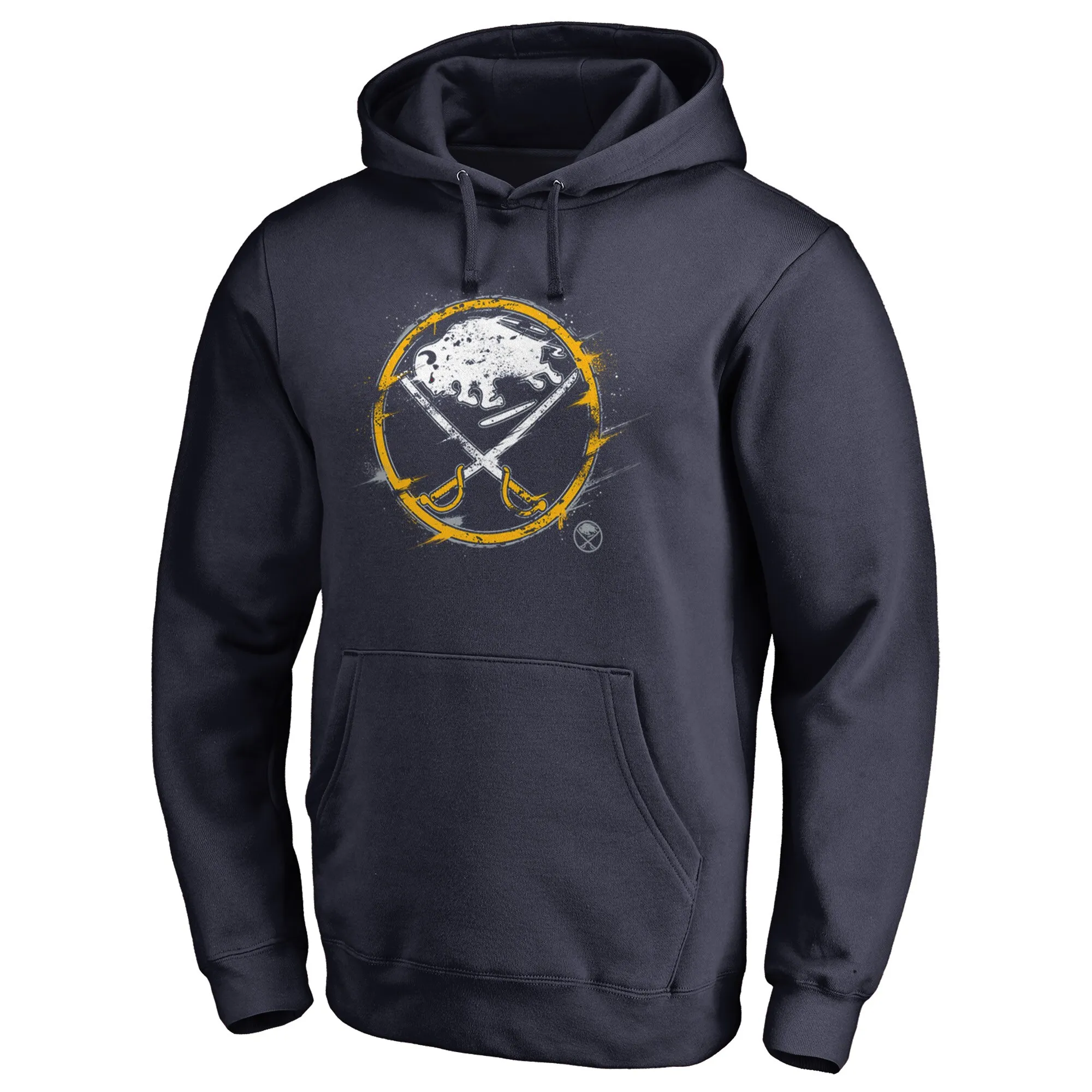 Men's Buffalo Sabres Navy Splatter Logo Pullover Hoodie