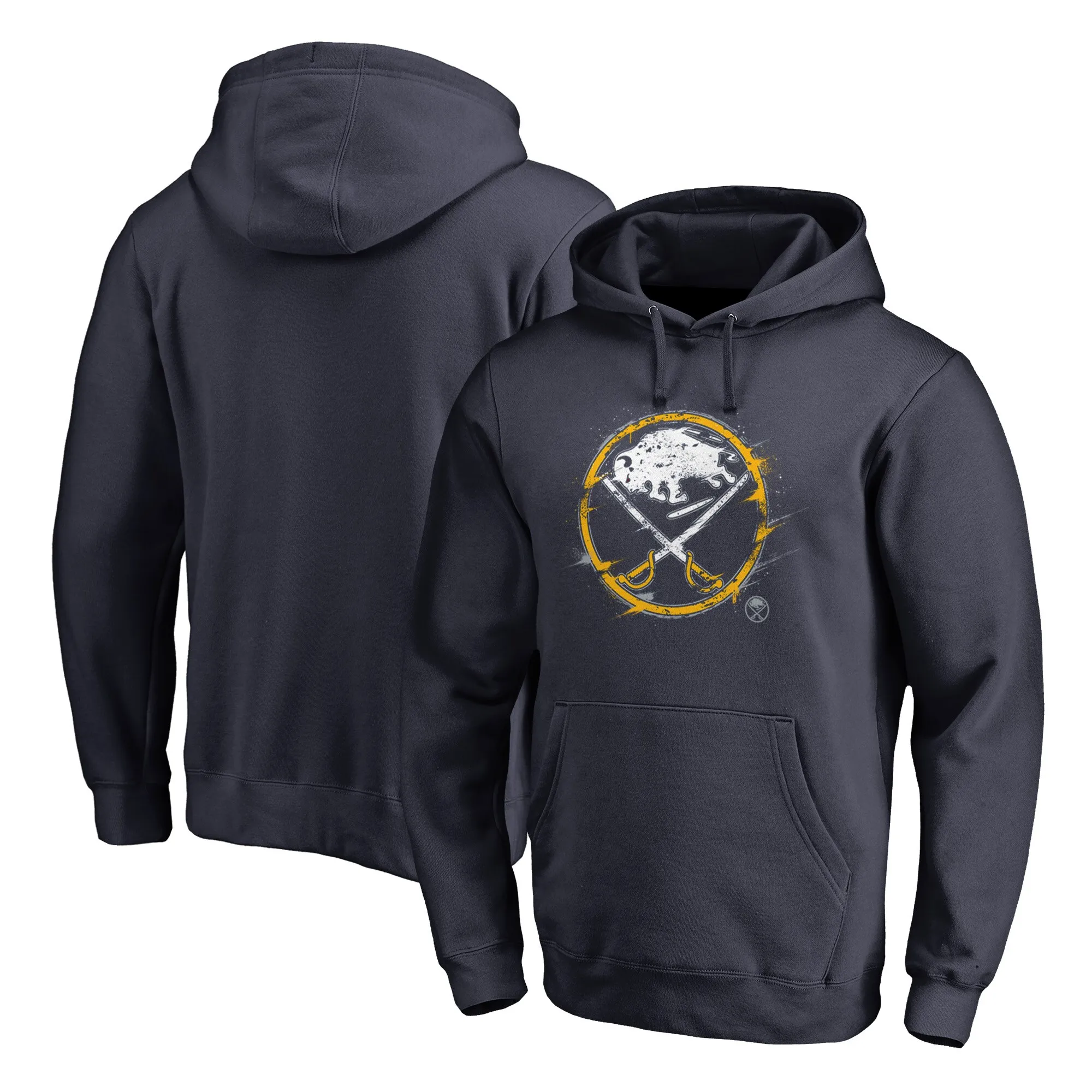 Men's Buffalo Sabres Navy Splatter Logo Pullover Hoodie