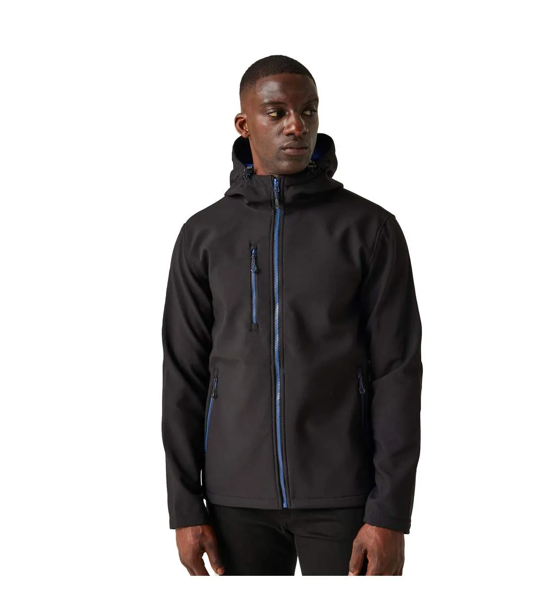 Mens navigate 2 layer soft shell jacket black/new royal Regatta