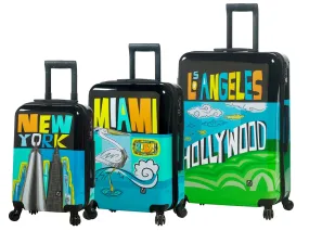 Mia Toro Lebo Desination USA 3-Piece Luggage Set 