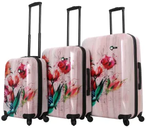 Mia Toro Paola Painted Flowers 3-Piece Luggage Set 