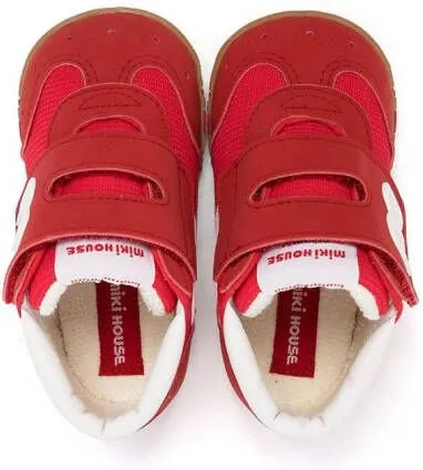 Miki House logo-patch touch-strap trainers Red