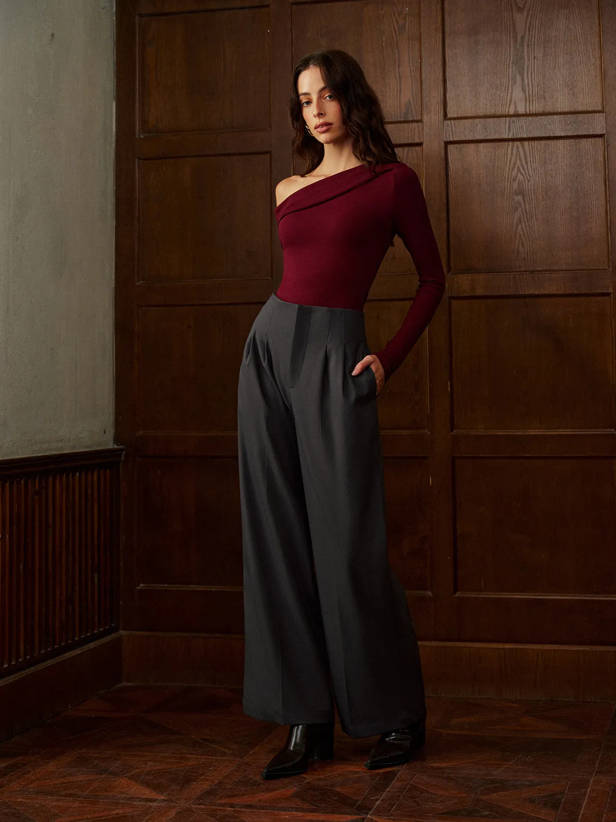 Minimalist High-Waist Wide-Leg Pants