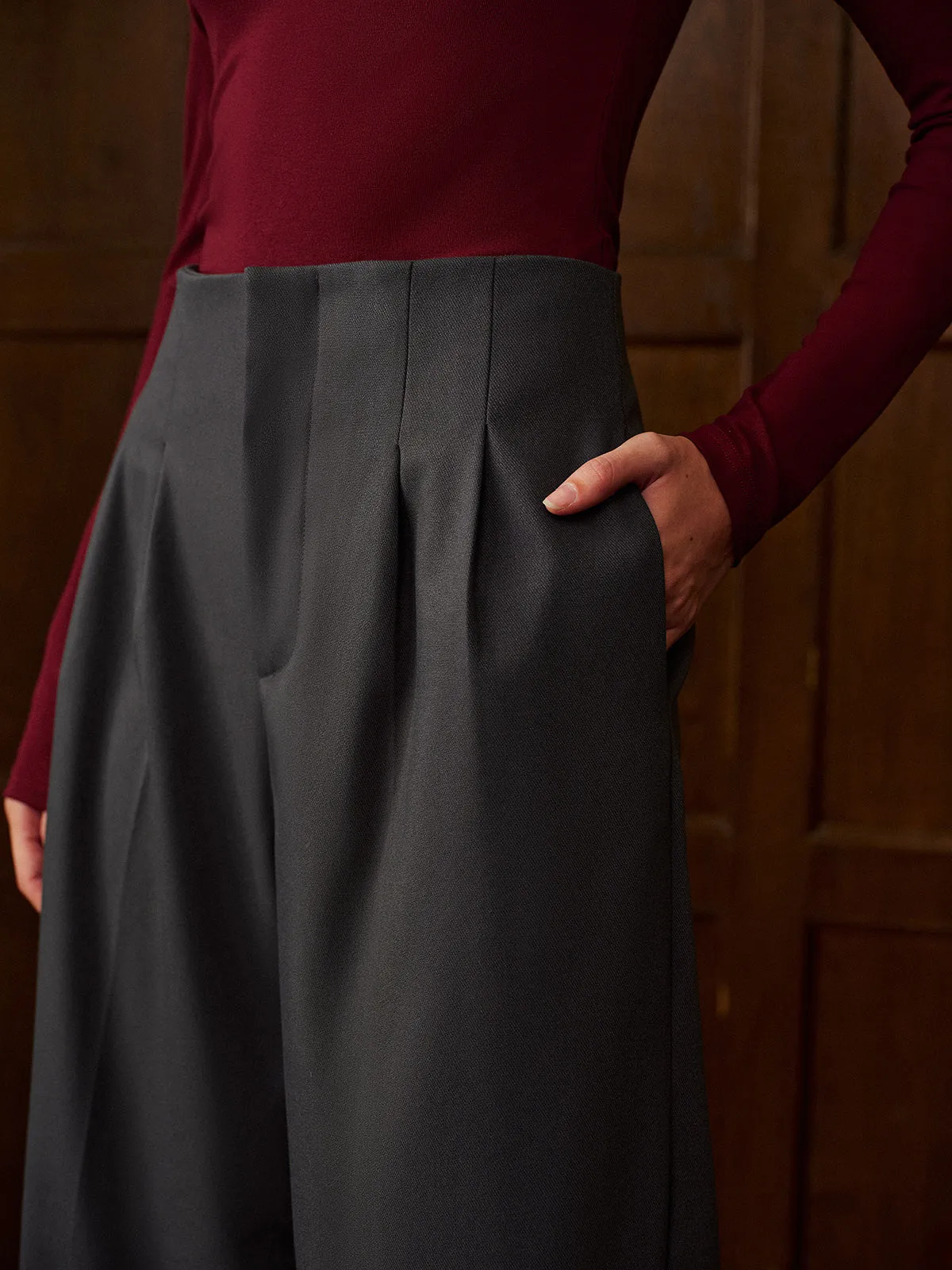 Minimalist High-Waist Wide-Leg Pants