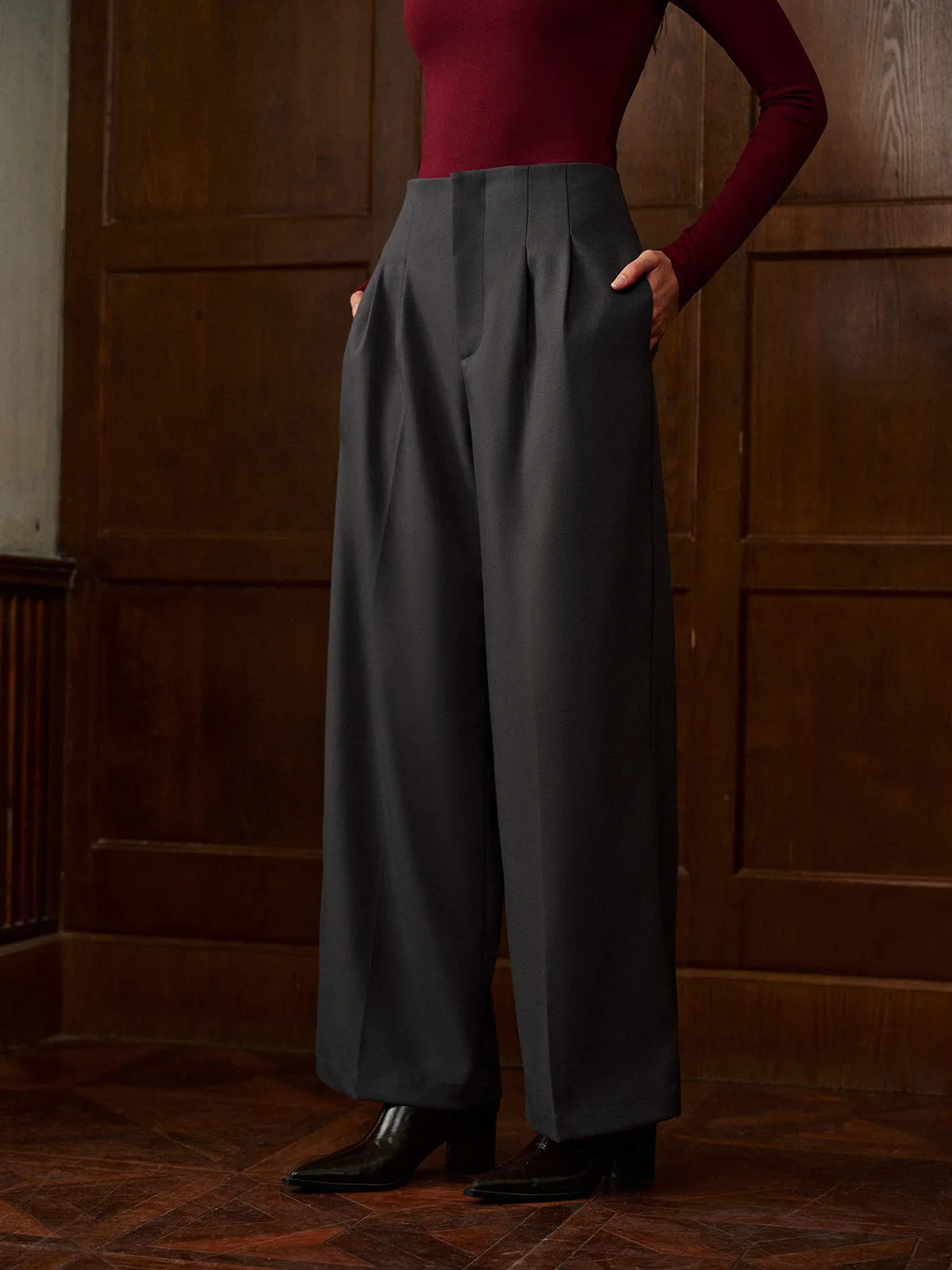 Minimalist High-Waist Wide-Leg Pants