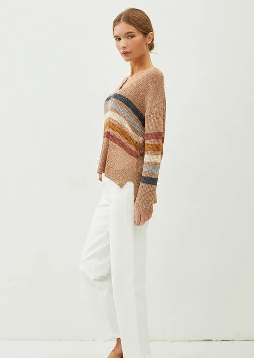 Mocha Striped Lightweight Pullover