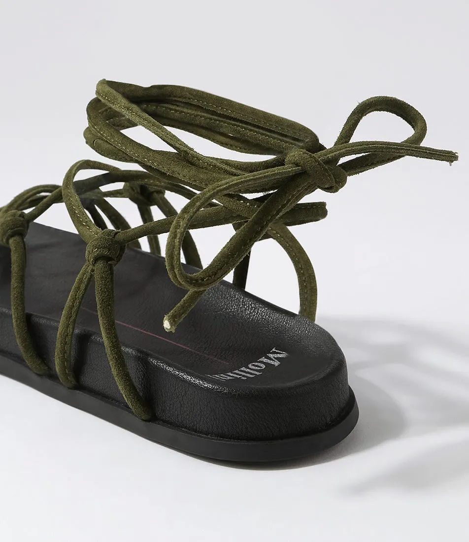 MOLLINI Helsa Olive Black Suede Sandals