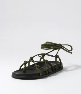 MOLLINI Helsa Olive Black Suede Sandals