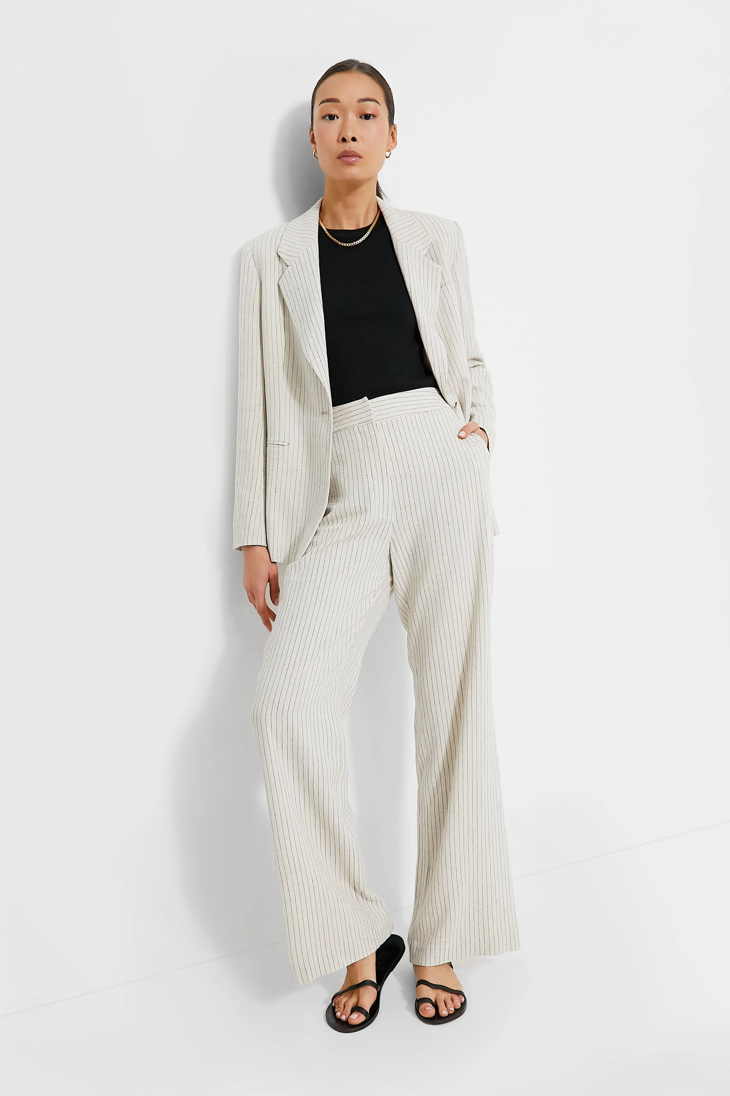 Natural Stripe Wide Leg Faris Pants