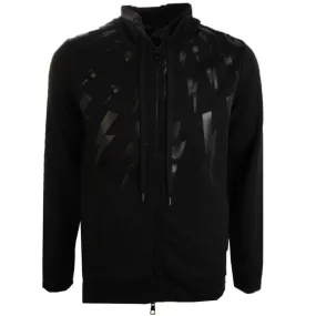 Neil Barrett Black Lightning Bolt Hoodie Zipper