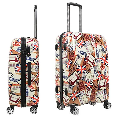 NEWCOM Luggage 20 Inch Hard Shell Spinner Wheels Printed National Flag Graffiti ABS +PC Build-In TSA Lock Lightweight Traveling 