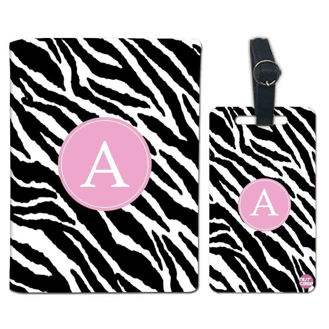 Personalized Passport Cover Luggage Tag Set - Zebra Print