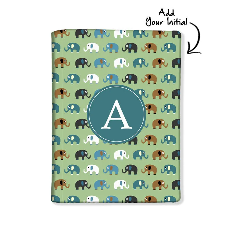 Personalized Passport Cover Travel Luggage Tag - Green Elephants