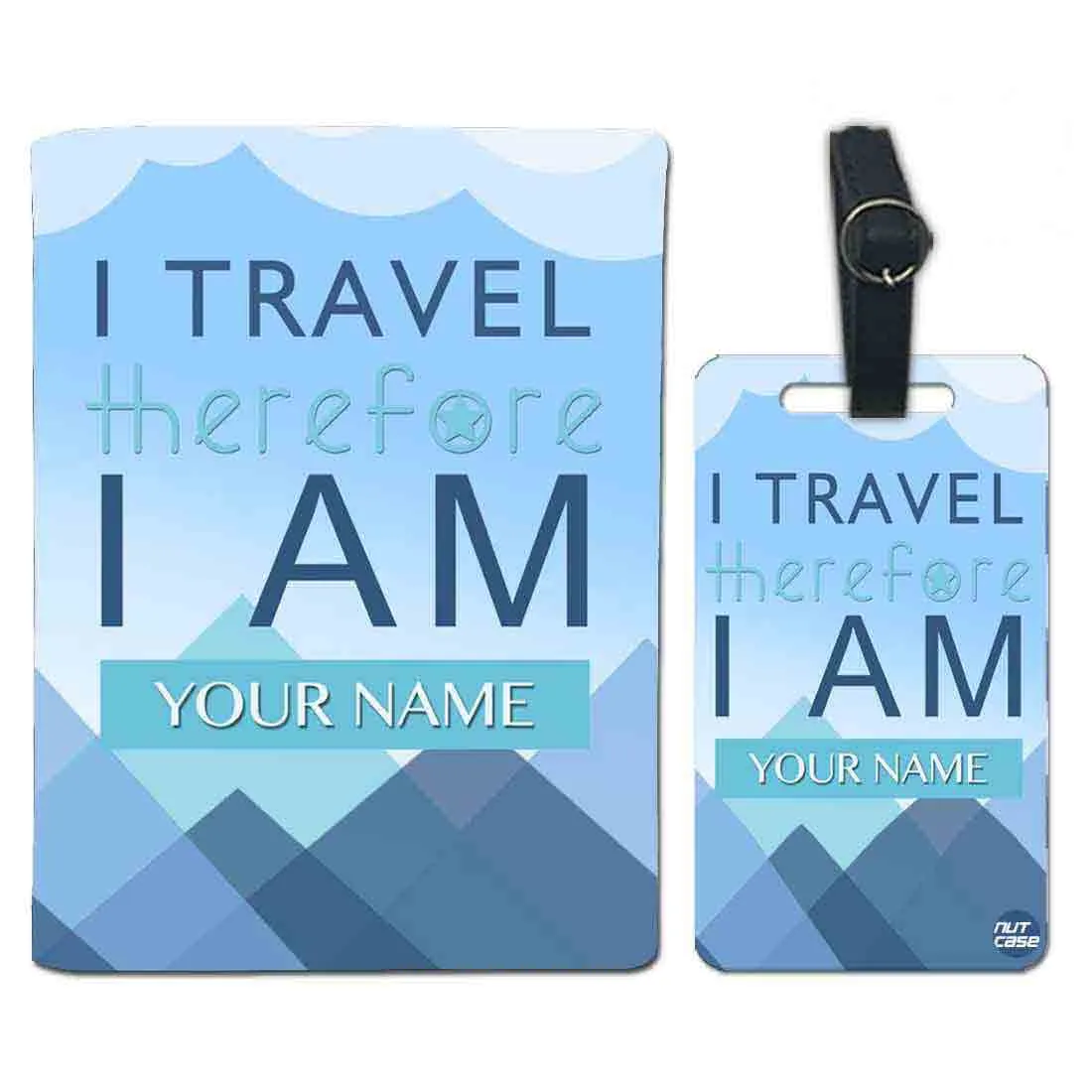 Personalized Passport Cover Travel Luggage Tag - I Travel Therefore