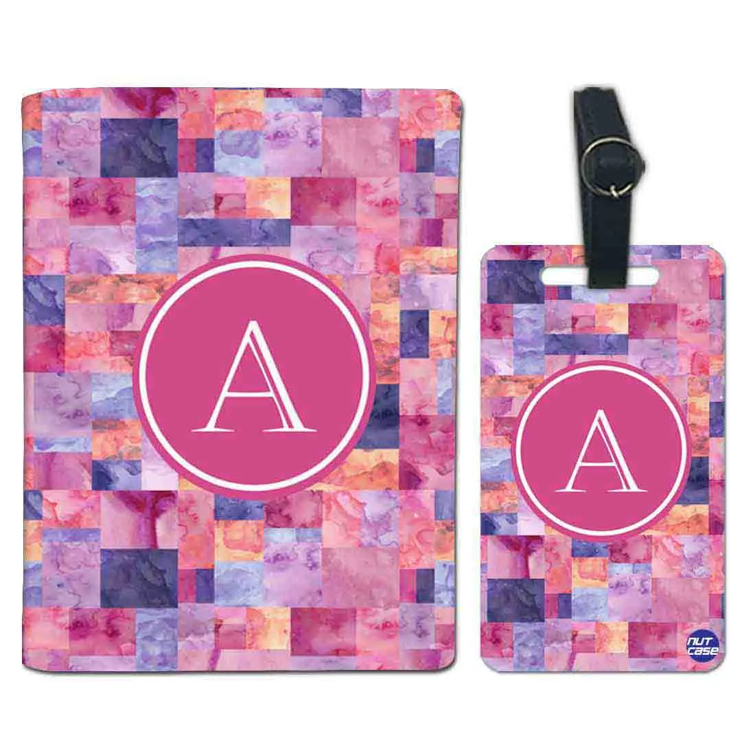 Personalized Passport Cover Travel Luggage Tag - Pink Marble Box