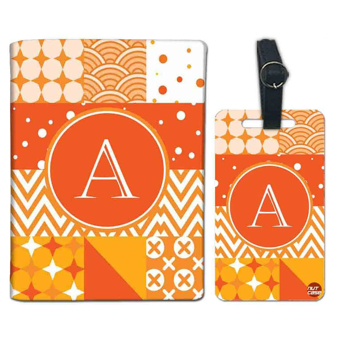 Personalized Passport Cover Travel Luggage Tag - Strips Pattern Orange