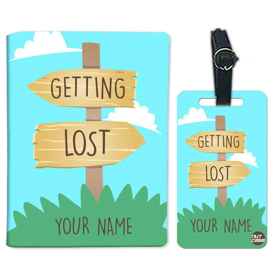 Personalized Passport Cover with Luggage Tag Set - Getting Lost