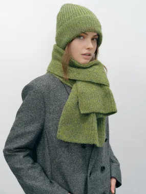 Plain Warm Knit Hat With Matching Scarf