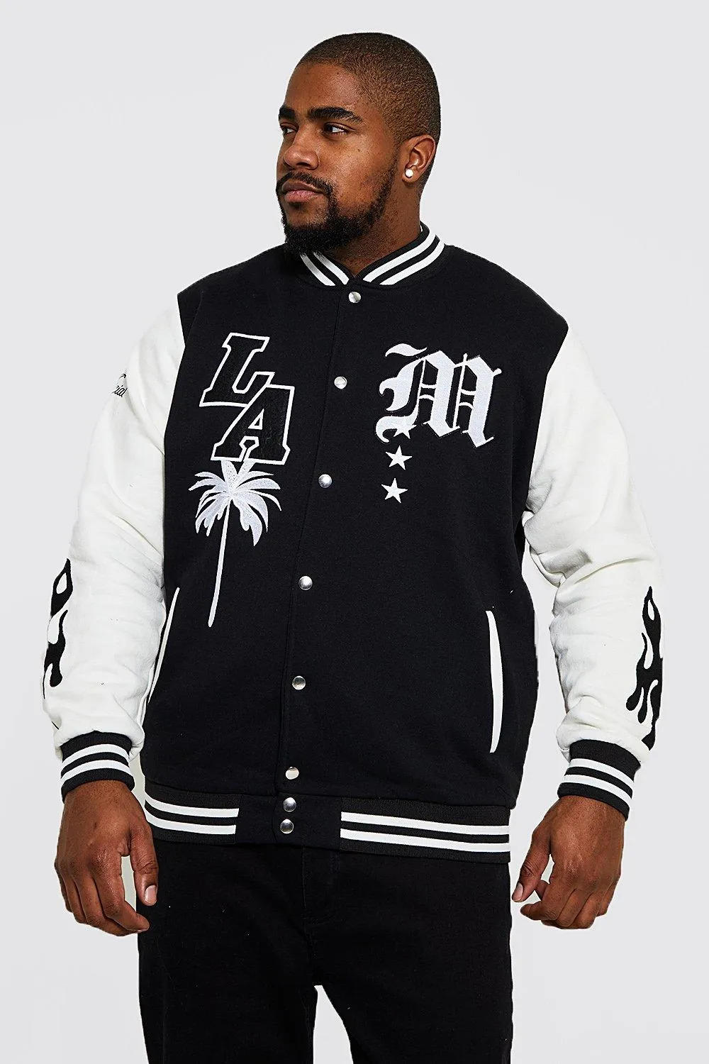 Plus La Badge Jersey Varsity Bomber Jacket