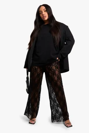 Plus Lace Wide Leg Trousers