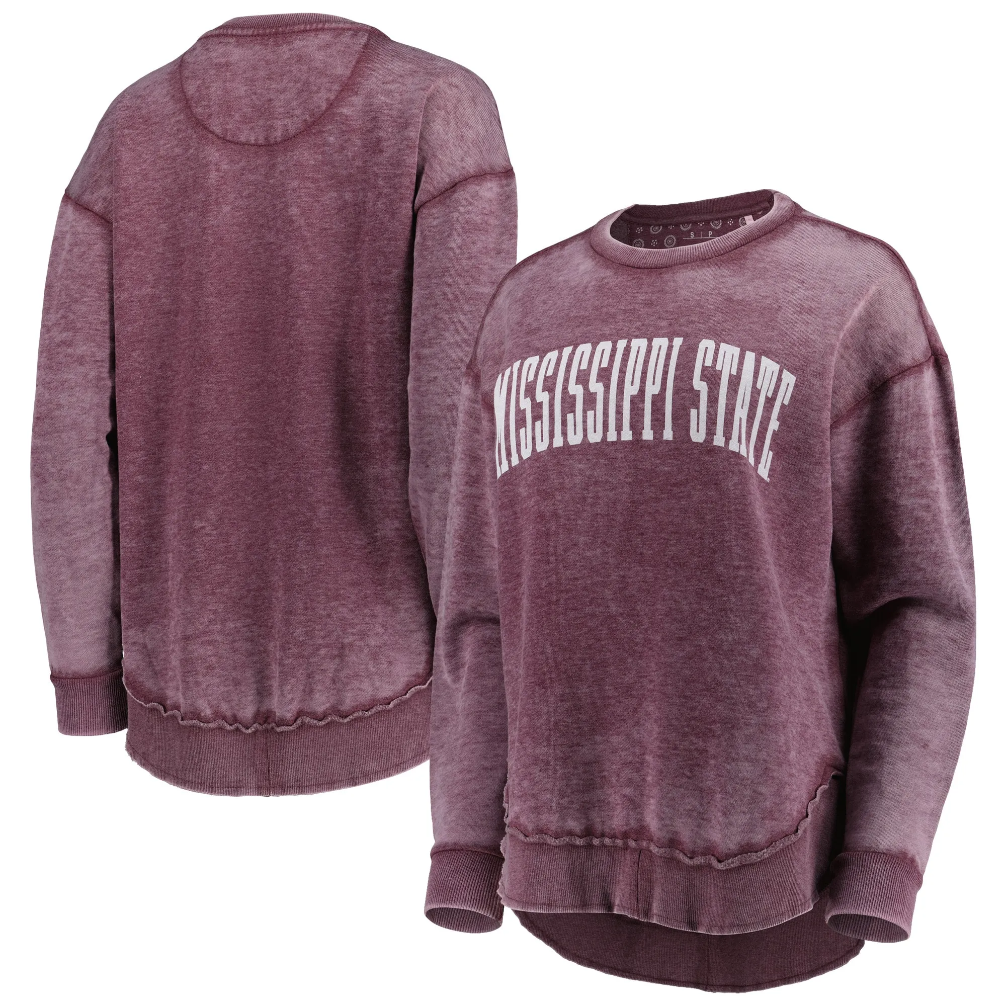 Pressbox Mississippi State Bulldogs Women's Maroon Vintage Wash Pullover Sweatshirt