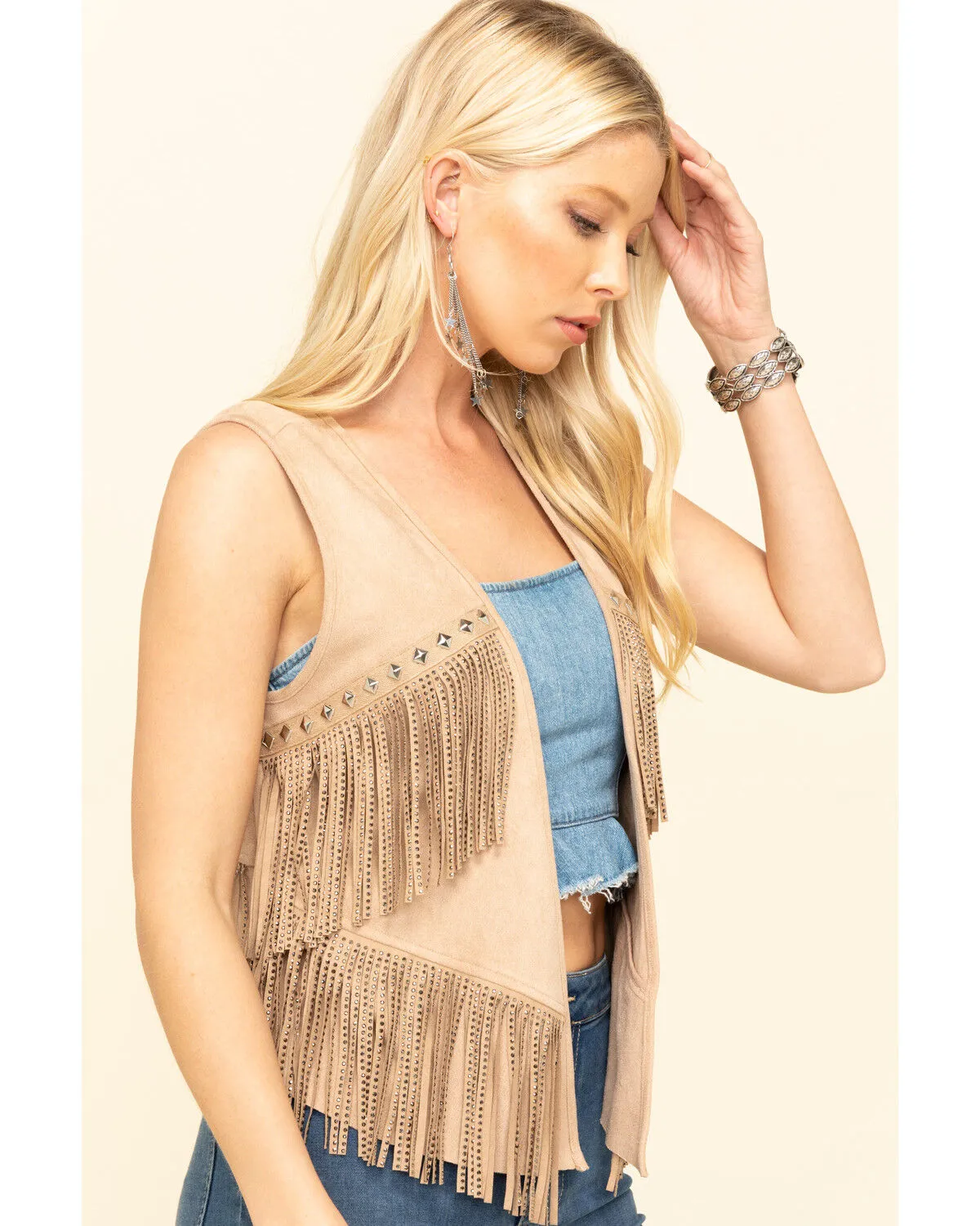 Product Name:  Vocal Women's Studded Fringe Suede Vest