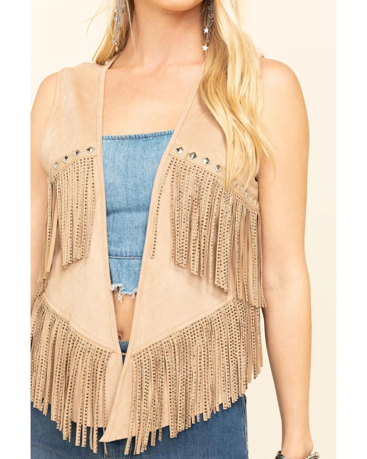 Product Name:  Vocal Women's Studded Fringe Suede Vest