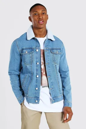 Regular Fit Borg Collar Denim Jacket