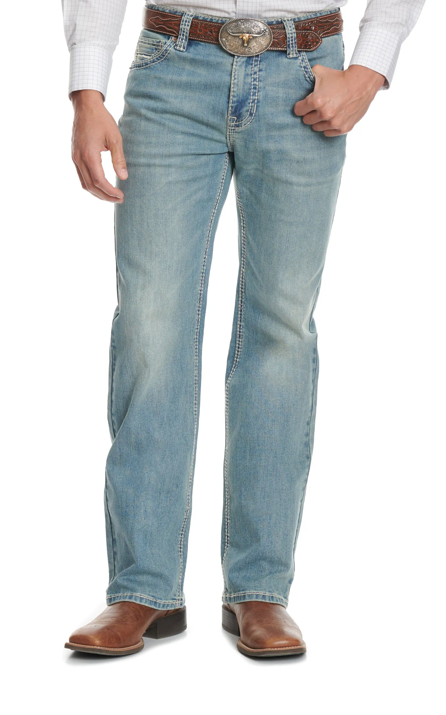 Rock & Roll Denim Men's Double Barrel Light Wash Straight Jeans