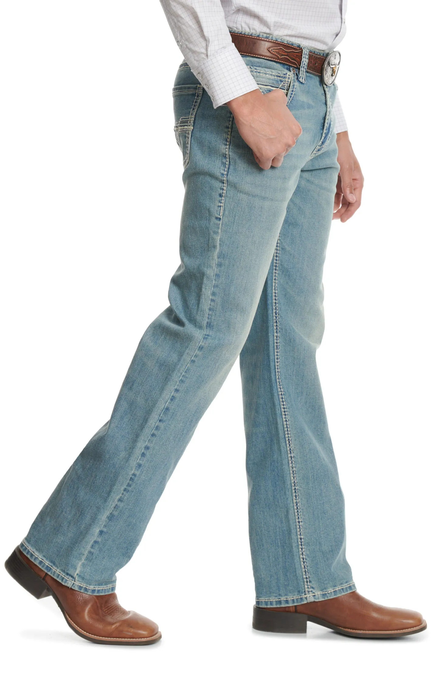 Rock & Roll Denim Men's Double Barrel Light Wash Straight Jeans