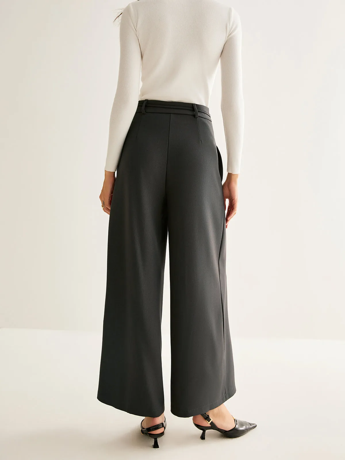 Rope Belt Wide-Leg Pants