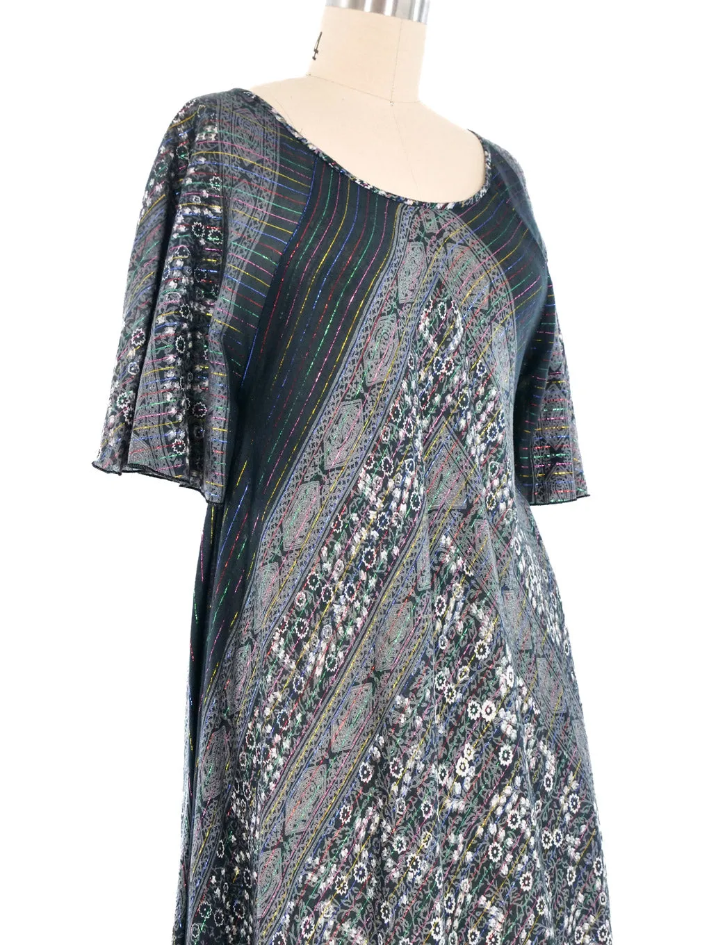 Scarf Print Cotton Caftan Dress