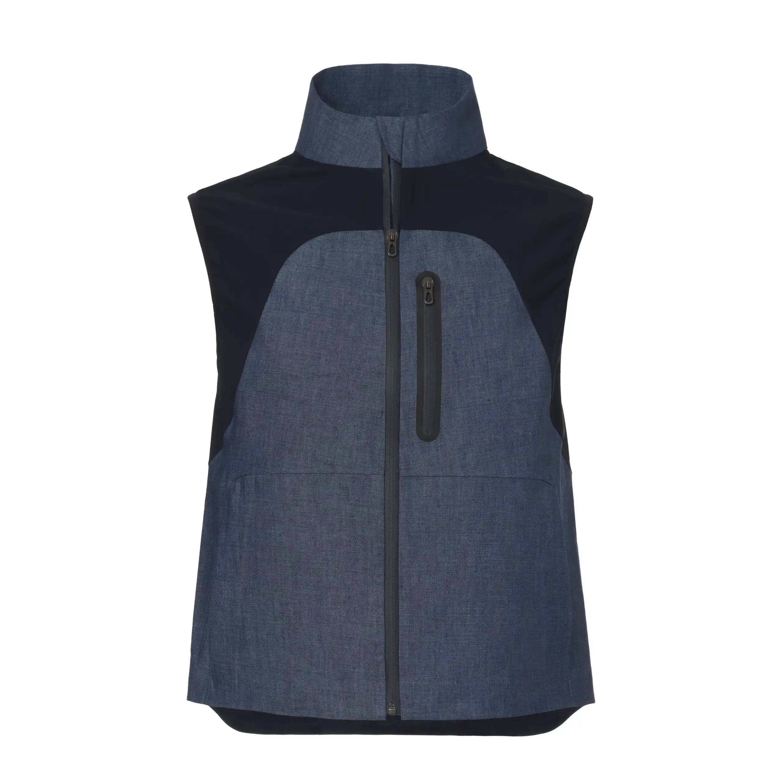  Sease V-8 3 Layers Linen Vest in Mid Blue