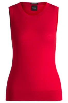 Sleeveless top knitted in virgin wool