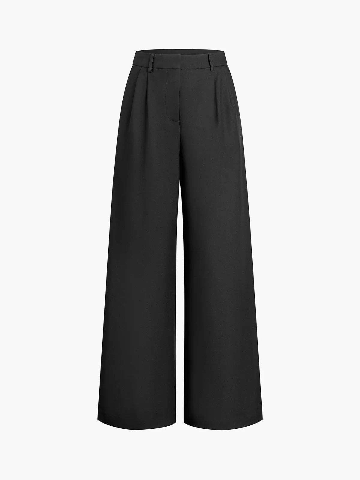 Solid Wide Leg Pants Without Belt