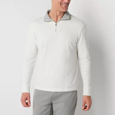 St. John's Bay Mens Mock Neck Long Sleeve Quarter-Zip Pullover