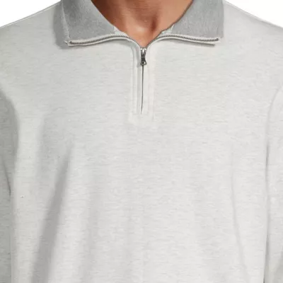 St. John's Bay Mens Mock Neck Long Sleeve Quarter-Zip Pullover