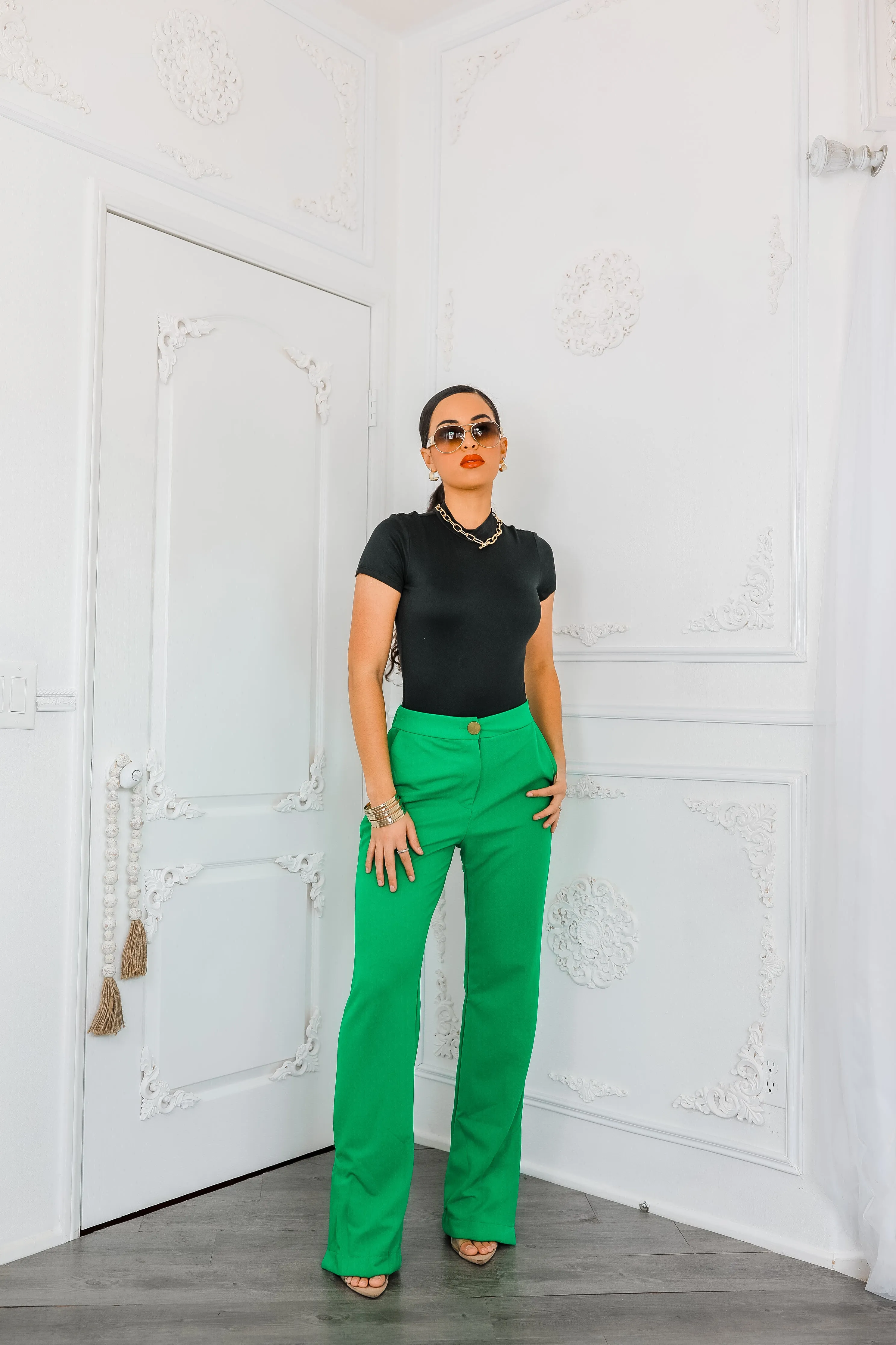 Straight Leg Side Slit Trouser Pants