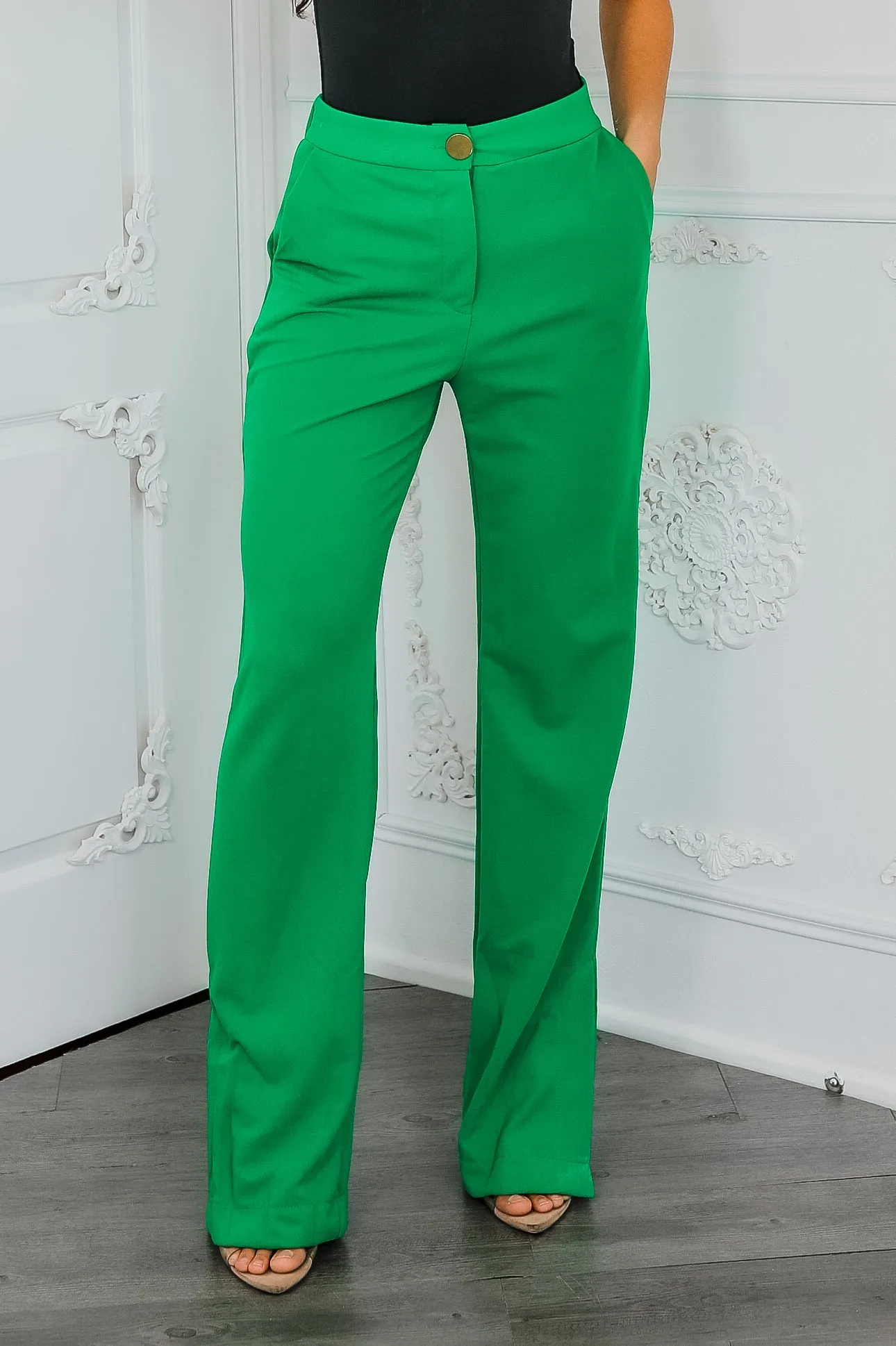 Straight Leg Side Slit Trouser Pants