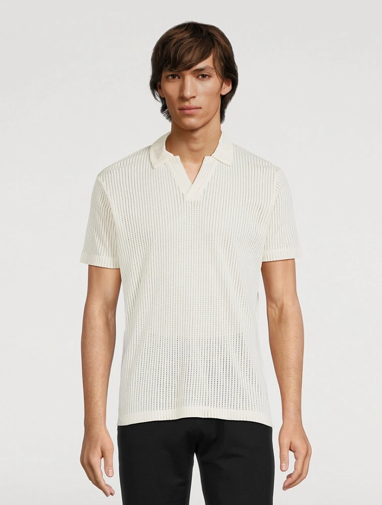 SUNSPEL Linear Mesh Polo Shirt