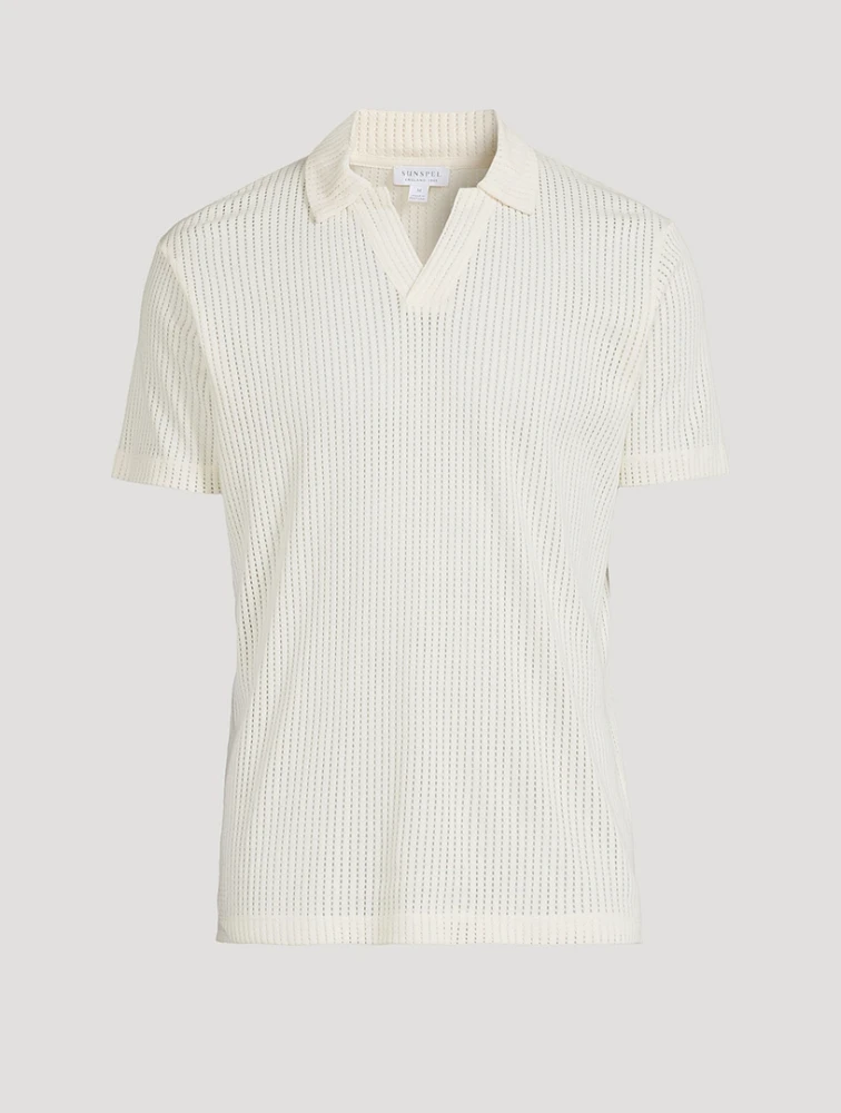 SUNSPEL Linear Mesh Polo Shirt