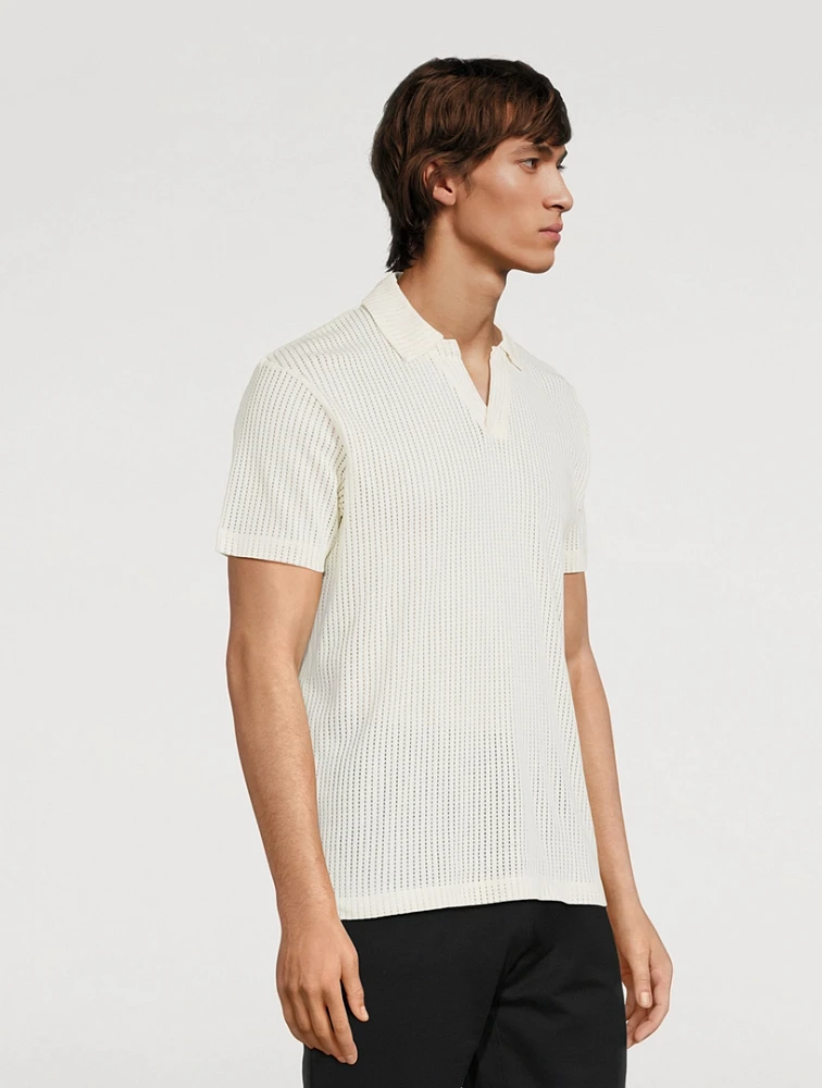 SUNSPEL Linear Mesh Polo Shirt