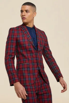 Super Skinny Breasted Tartan Suit Jacket