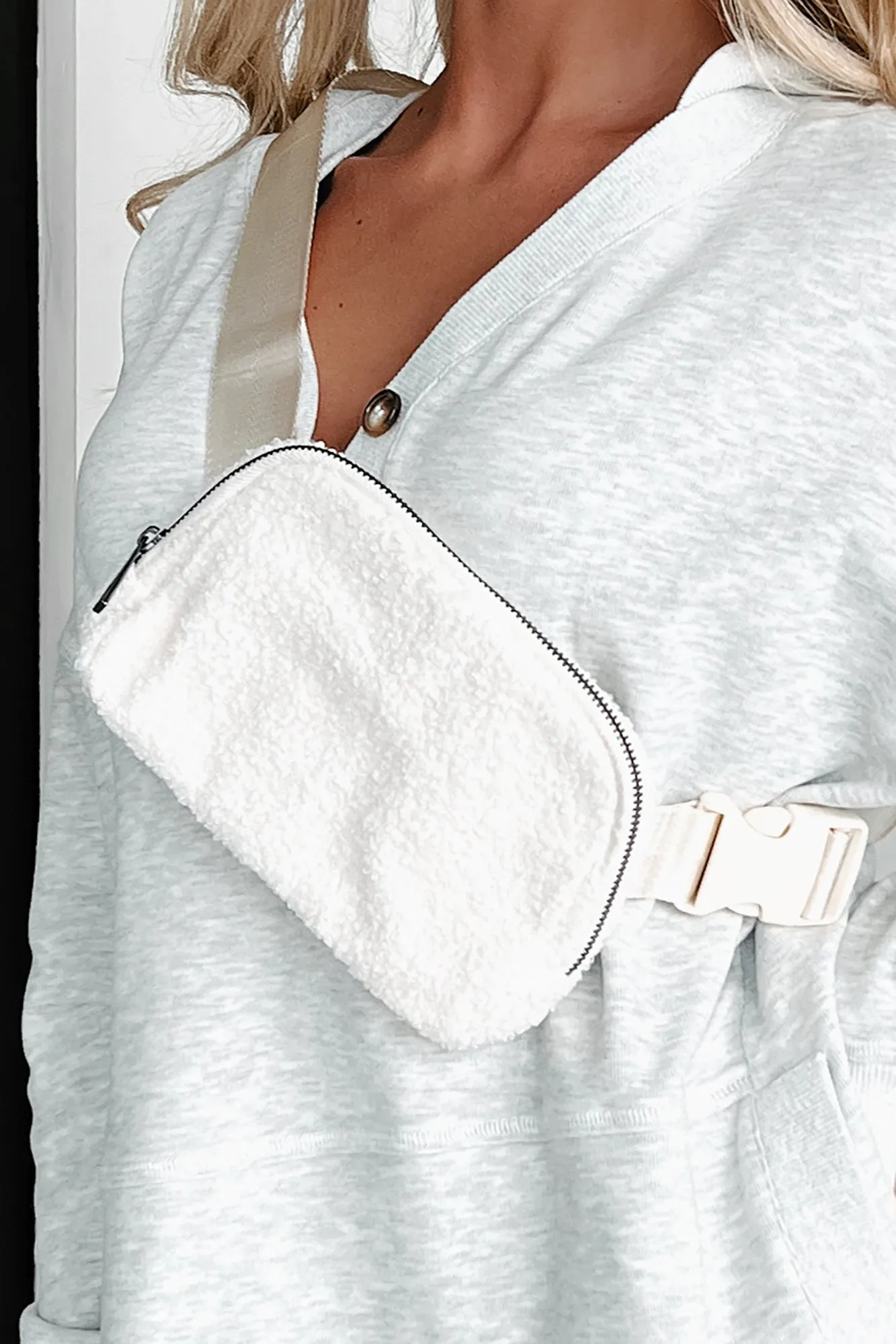 Take Me Along Sherpa Belt Bag (White)