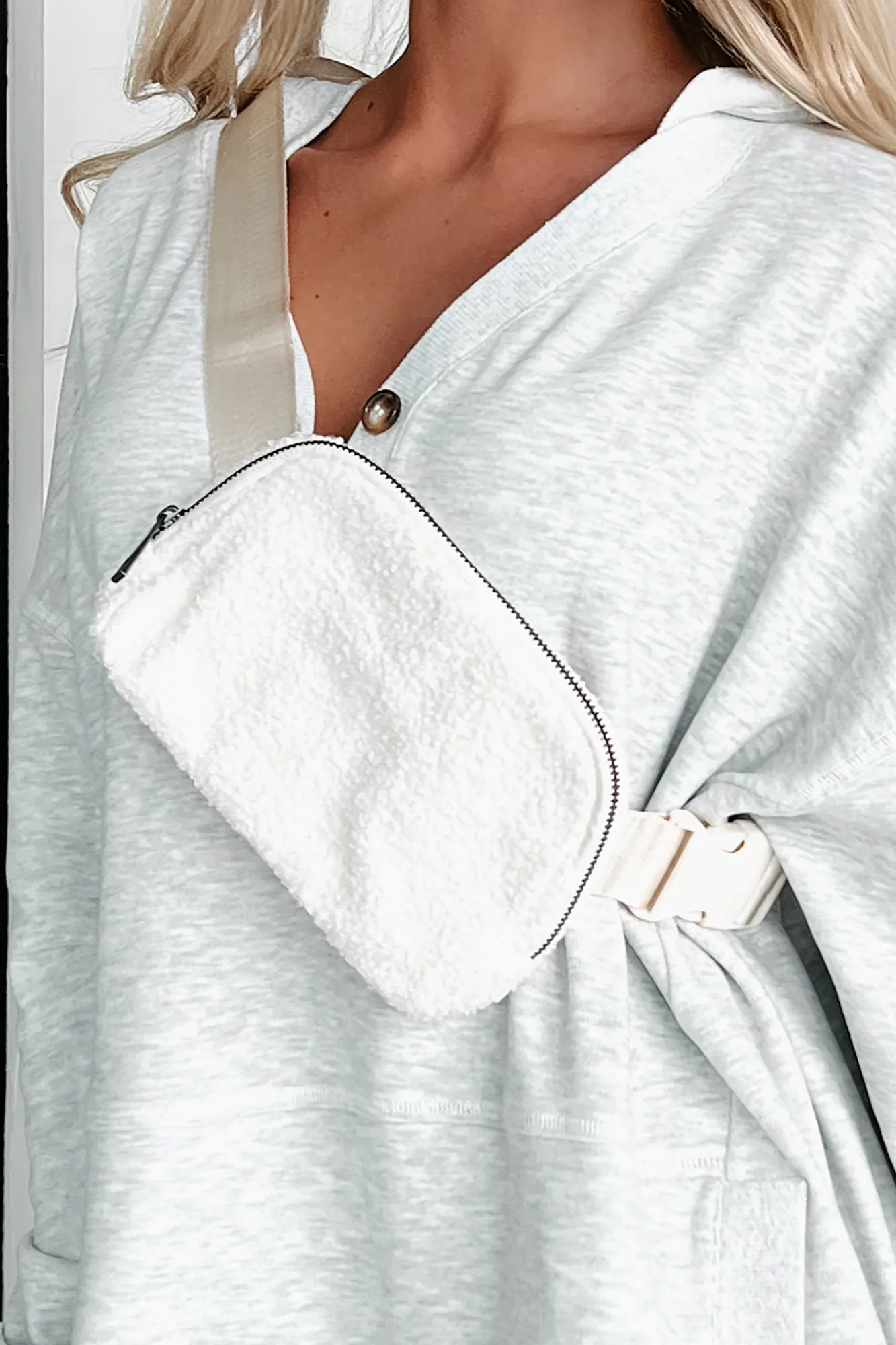 Take Me Along Sherpa Belt Bag (White)