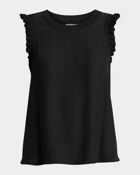 Tous Les Jours Lenore Crewneck Sleeveless Silk Top